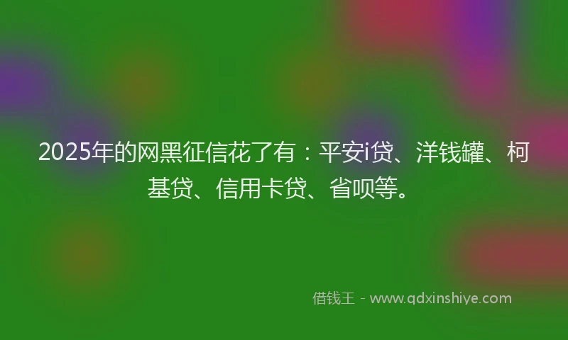 2025年的网黑征信花了有：平安i贷、洋钱罐、柯基贷、信用卡贷、省呗等。