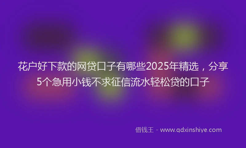 花户好下款的网贷口子有哪些2025年精选，分享5个急用小钱不求征信流水轻松贷的口子