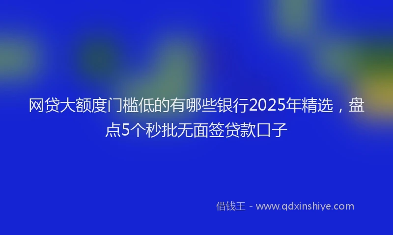 网贷大额度门槛低的有哪些银行2025年精选，盘点5个秒批无面签贷款口子