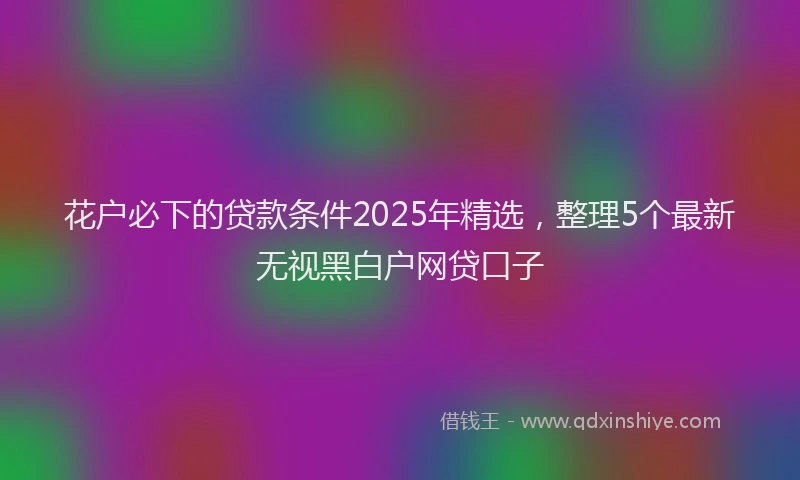 花户必下的贷款条件2025年精选，整理5个最新无视黑白户网贷口子