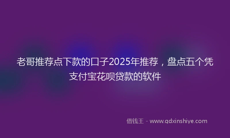老哥推荐点下款的口子2025年推荐，盘点五个凭支付宝花呗贷款的软件