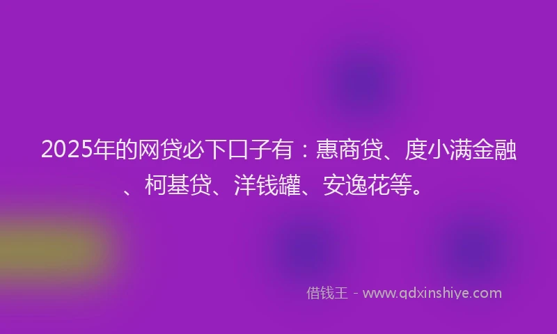 2025年的网贷必下口子有：惠商贷、度小满金融、柯基贷、洋钱罐、安逸花等。