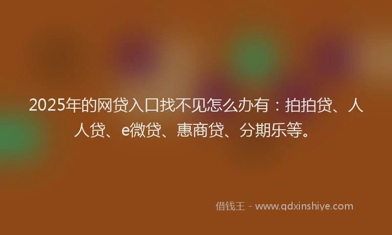 2025年的网贷入口找不见怎么办有：拍拍贷、人人贷、e微贷、惠商贷、分期乐等。