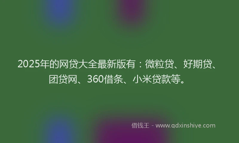 2025年的网贷大全最新版有：微粒贷、好期贷、团贷网、360借条、小米贷款等。