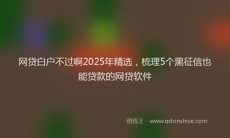 网贷白户不过啊2025年精选，梳理5个黑征信也能贷款的网贷软件