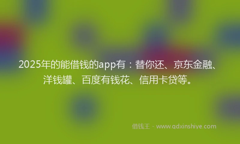 2025年的能借钱的app有：替你还、京东金融、洋钱罐、百度有钱花、信用卡贷等。