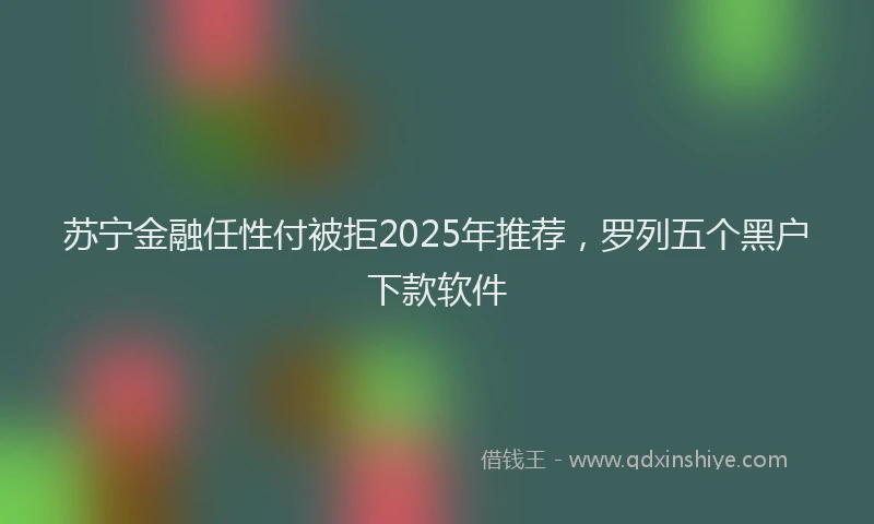 苏宁金融任性付被拒2025年推荐，罗列五个黑户下款软件
