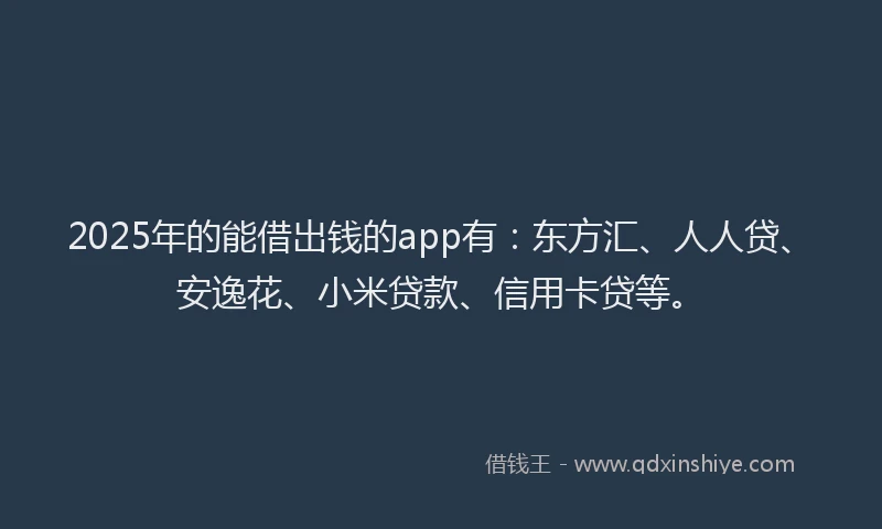 2025年的能借出钱的app有：东方汇、人人贷、安逸花、小米贷款、信用卡贷等。