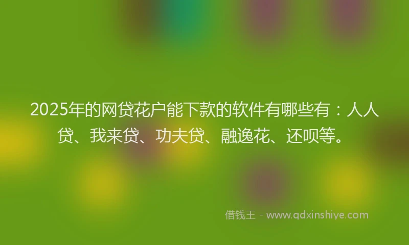 2025年的网贷花户能下款的软件有哪些有：人人贷、我来贷、功夫贷、融逸花、还呗等。