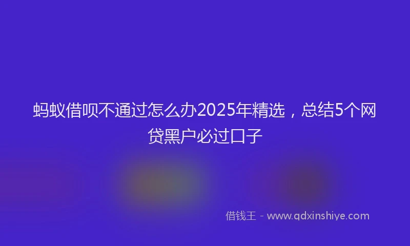 蚂蚁借呗不通过怎么办2025年精选，总结5个网贷黑户必过口子