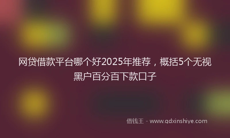 网贷借款平台哪个好2025年推荐，概括5个无视黑户百分百下款口子