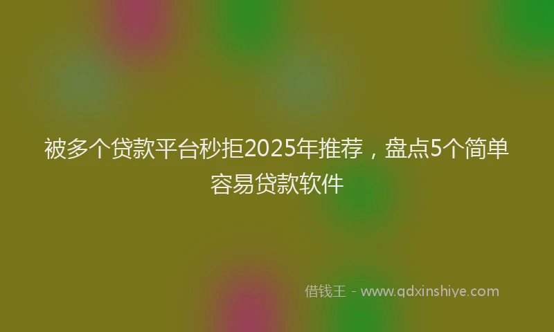 被多个贷款平台秒拒2025年推荐，盘点5个简单容易贷款软件