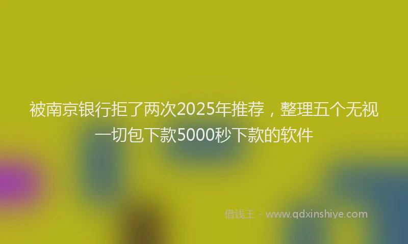 被南京银行拒了两次2025年推荐，整理五个无视一切包下款5000秒下款的软件