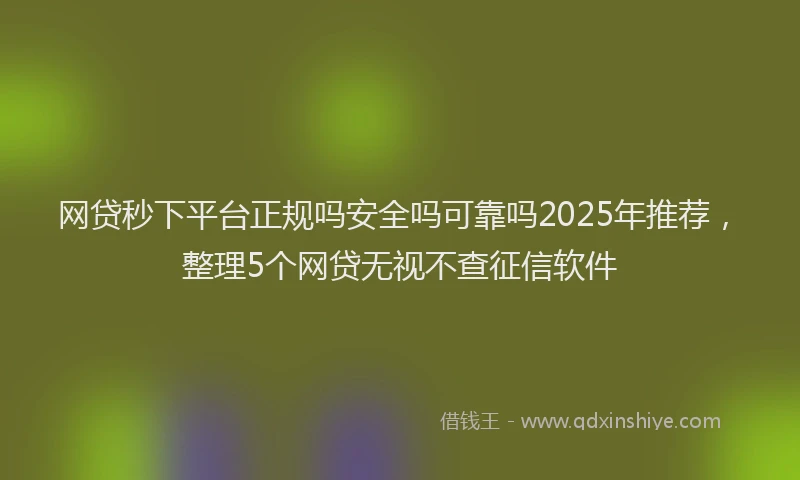 网贷秒下平台正规吗安全吗可靠吗2025年推荐，整理5个网贷无视不查征信软件