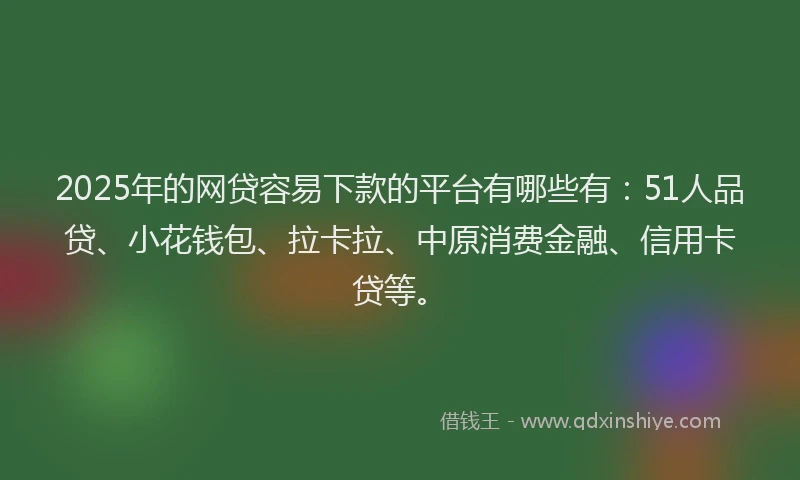 2025年的网贷容易下款的平台有哪些有：51人品贷、小花钱包、拉卡拉、中原消费金融、信用卡贷等。