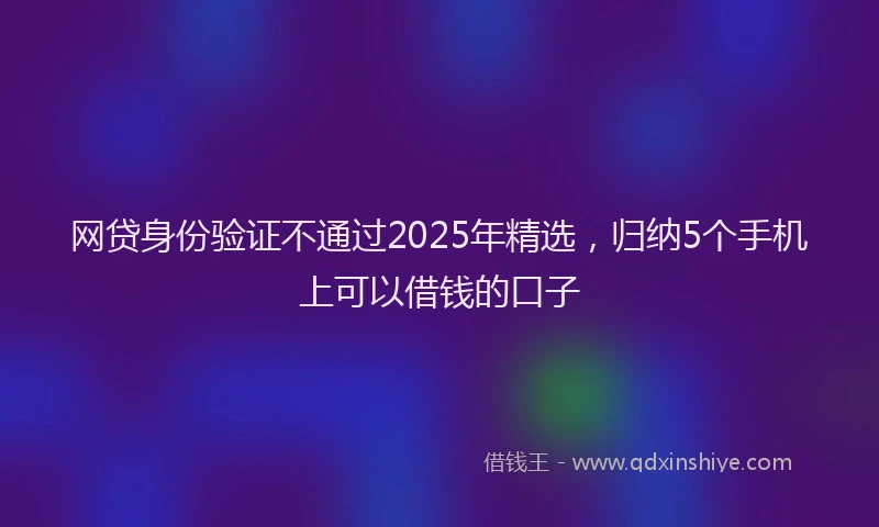 网贷身份验证不通过2025年精选，归纳5个手机上可以借钱的口子