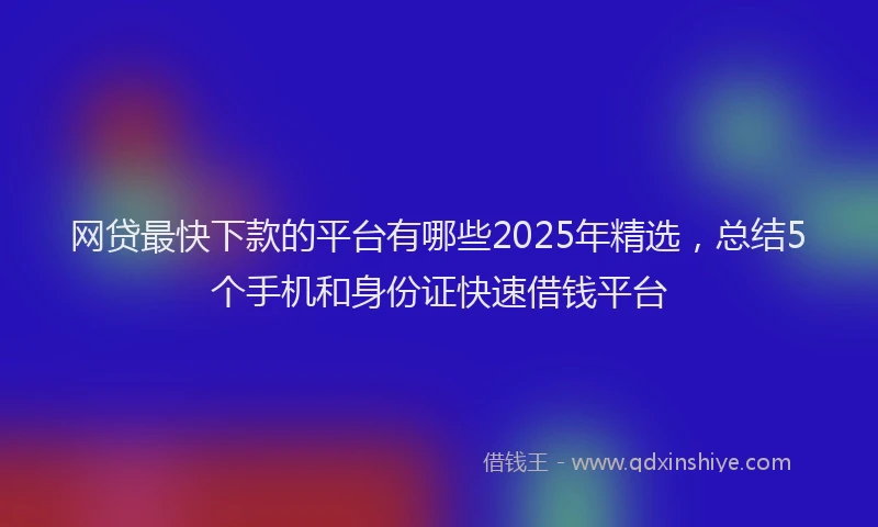 网贷最快下款的平台有哪些2025年精选，总结5个手机和身份证快速借钱平台