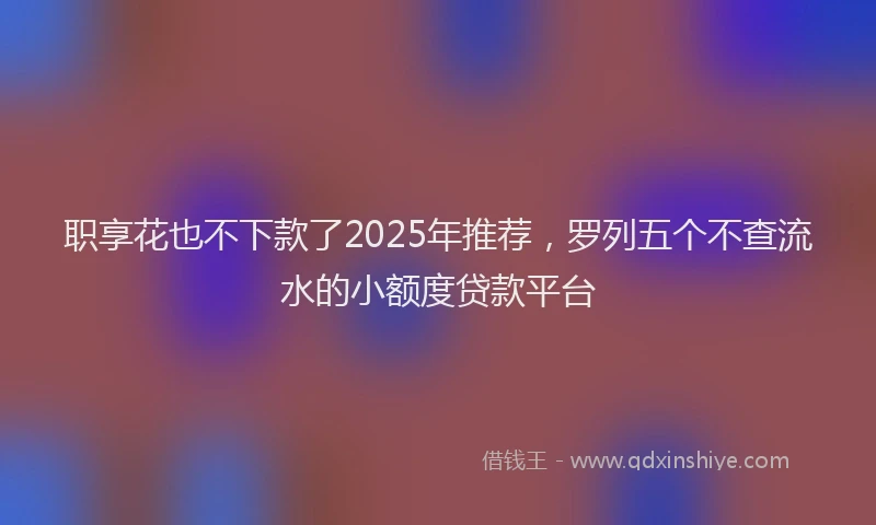 职享花也不下款了2025年推荐，罗列五个不查流水的小额度贷款平台