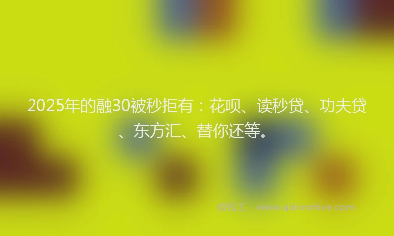2025年的融30被秒拒有：花呗、读秒贷、功夫贷、东方汇、替你还等。