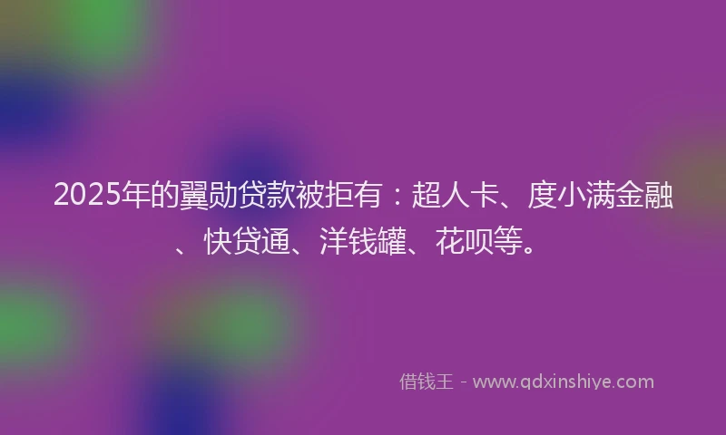2025年的翼勋贷款被拒有：超人卡、度小满金融、快贷通、洋钱罐、花呗等。