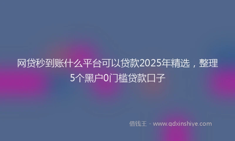 网贷秒到账什么平台可以贷款2025年精选，整理5个黑户0门槛贷款口子