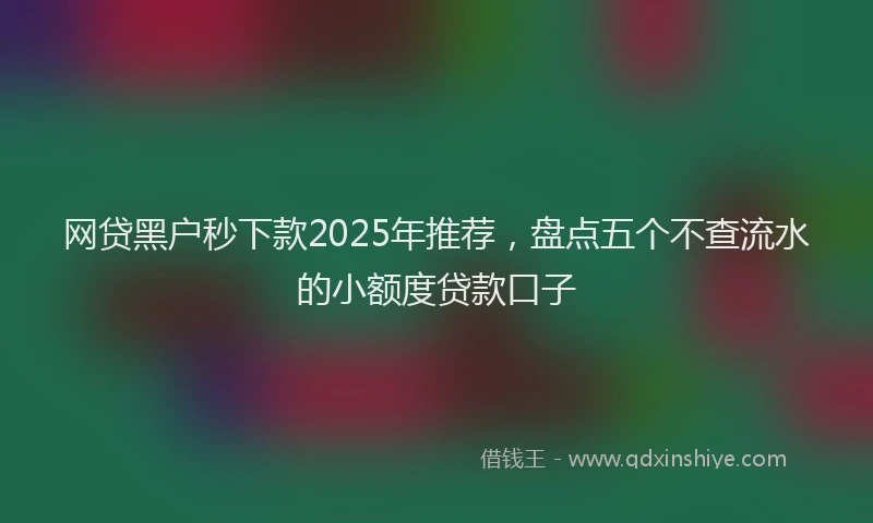 网贷黑户秒下款2025年推荐，盘点五个不查流水的小额度贷款口子