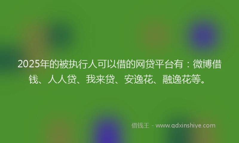 2025年的被执行人可以借的网贷平台有：微博借钱、人人贷、我来贷、安逸花、融逸花等。