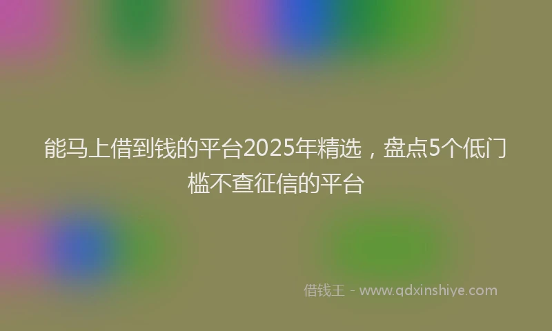 能马上借到钱的平台2025年精选，盘点5个低门槛不查征信的平台