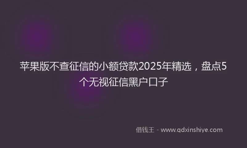 苹果版不查征信的小额贷款2025年精选，盘点5个无视征信黑户口子