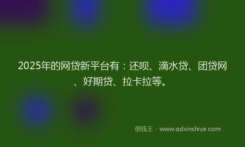 2025年的网贷新平台有：还呗、滴水贷、团贷网、好期贷、拉卡拉等。
