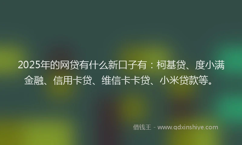 2025年的网贷有什么新口子有：柯基贷、度小满金融、信用卡贷、维信卡卡贷、小米贷款等。