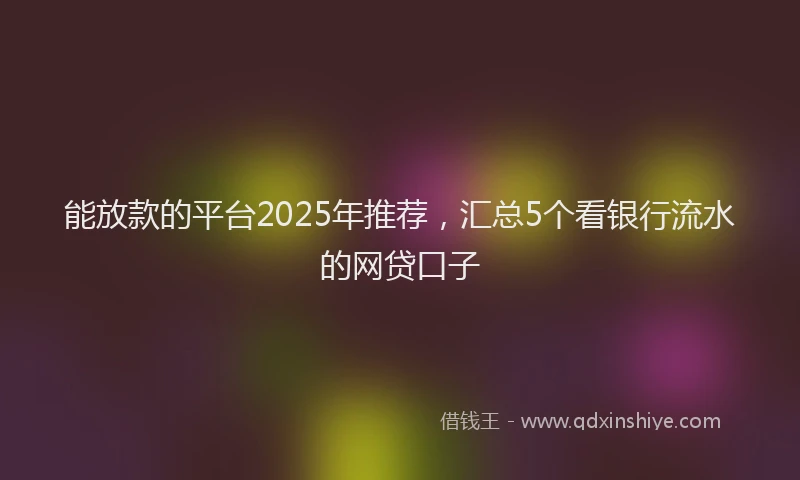 能放款的平台2025年推荐，汇总5个看银行流水的网贷口子
