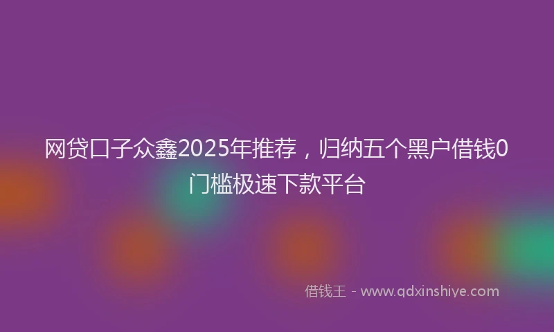网贷口子众鑫2025年推荐，归纳五个黑户借钱0门槛极速下款平台