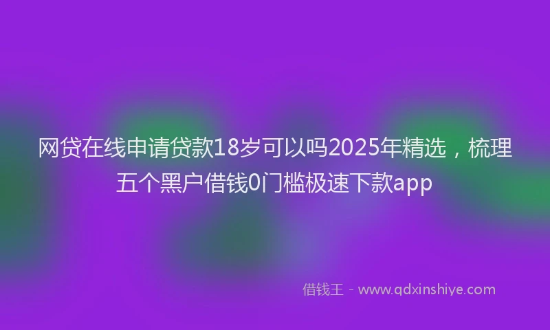 网贷在线申请贷款18岁可以吗2025年精选，梳理五个黑户借钱0门槛极速下款app