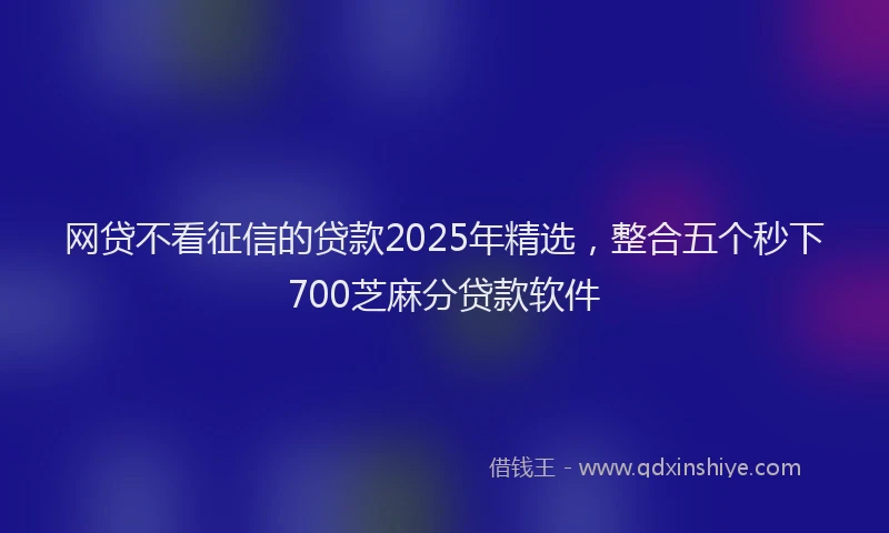 网贷不看征信的贷款2025年精选，整合五个秒下700芝麻分贷款软件
