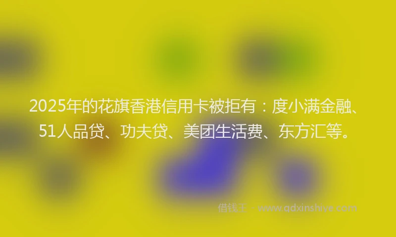 2025年的花旗香港信用卡被拒有：度小满金融、51人品贷、功夫贷、美团生活费、东方汇等。