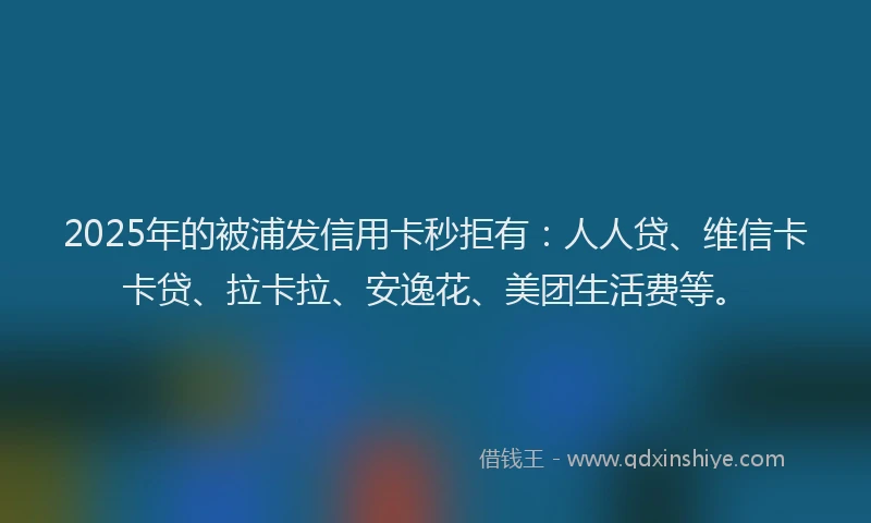 2025年的被浦发信用卡秒拒有：人人贷、维信卡卡贷、拉卡拉、安逸花、美团生活费等。