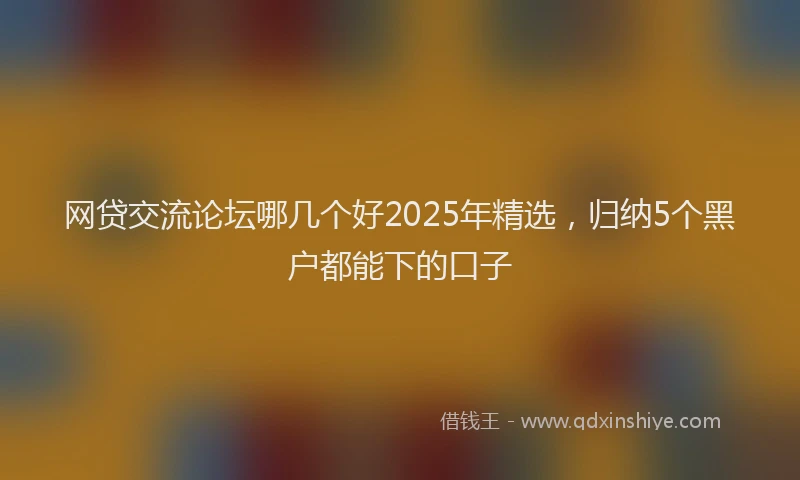 网贷交流论坛哪几个好2025年精选，归纳5个黑户都能下的口子