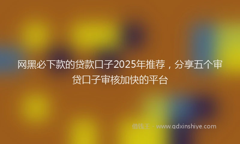 网黑必下款的贷款口子2025年推荐，分享五个审贷口子审核加快的平台