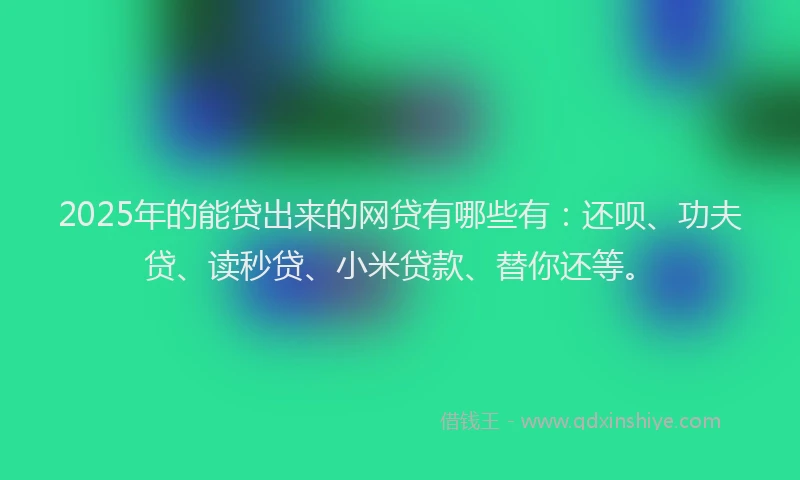 2025年的能贷出来的网贷有哪些有：还呗、功夫贷、读秒贷、小米贷款、替你还等。