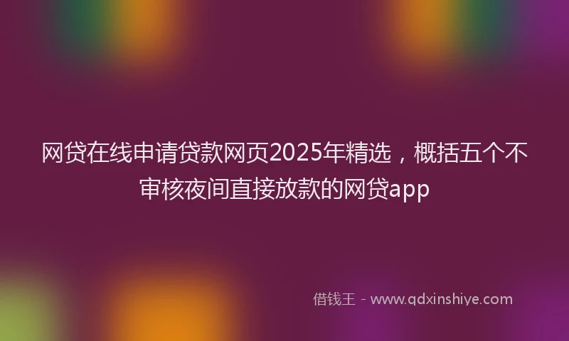 网贷在线申请贷款网页2025年精选，概括五个不审核夜间直接放款的网贷app