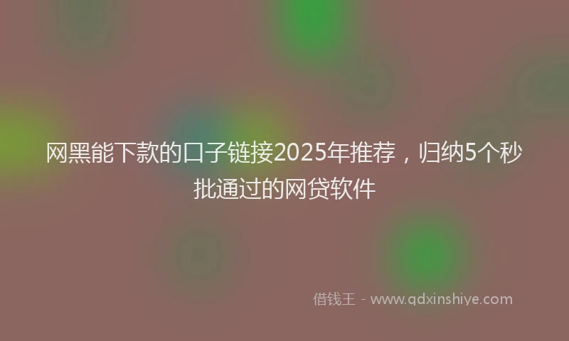 网黑能下款的口子链接2025年推荐，归纳5个秒批通过的网贷软件