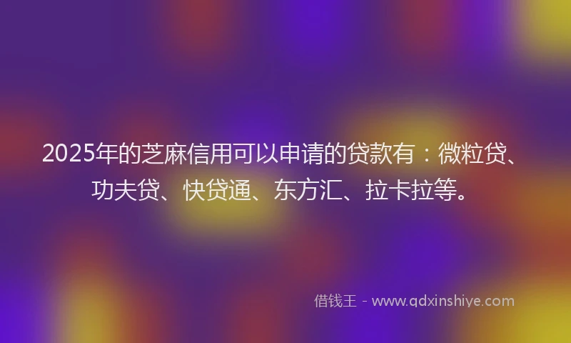 2025年的芝麻信用可以申请的贷款有：微粒贷、功夫贷、快贷通、东方汇、拉卡拉等。
