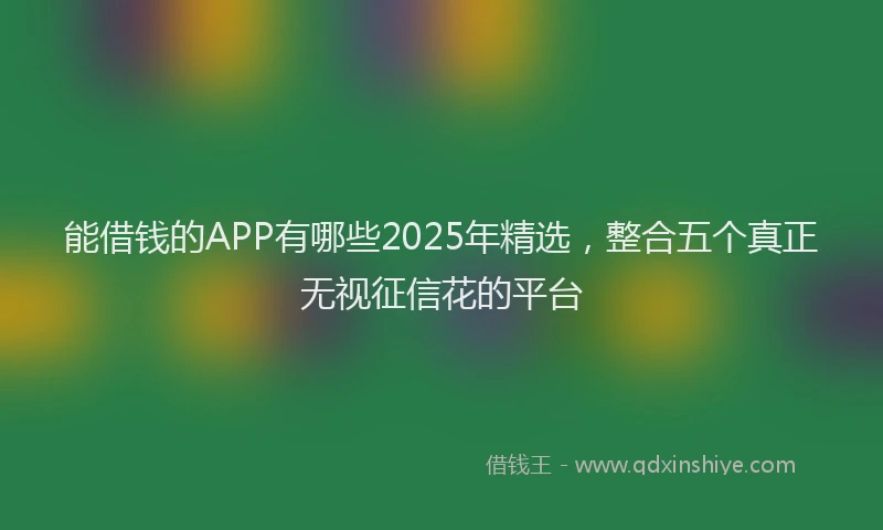 能借钱的APP有哪些2025年精选，整合五个真正无视征信花的平台