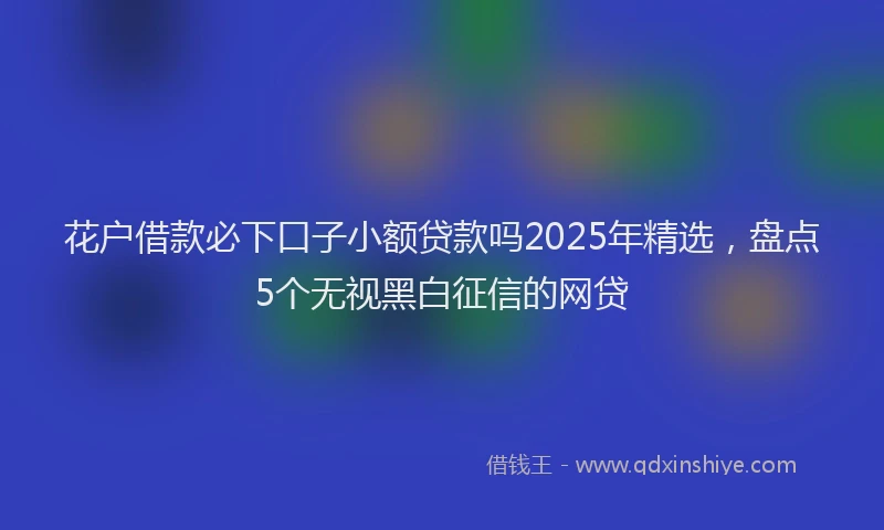 花户借款必下口子小额贷款吗2025年精选，盘点5个无视黑白征信的网贷