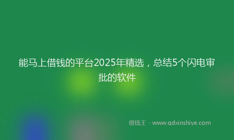 能马上借钱的平台2025年精选，总结5个闪电审批的软件