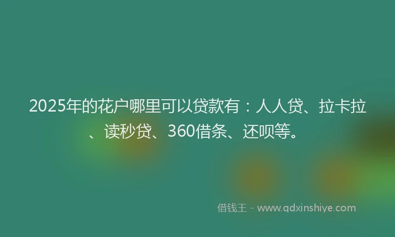 2025年的花户哪里可以贷款有：人人贷、拉卡拉、读秒贷、360借条、还呗等。