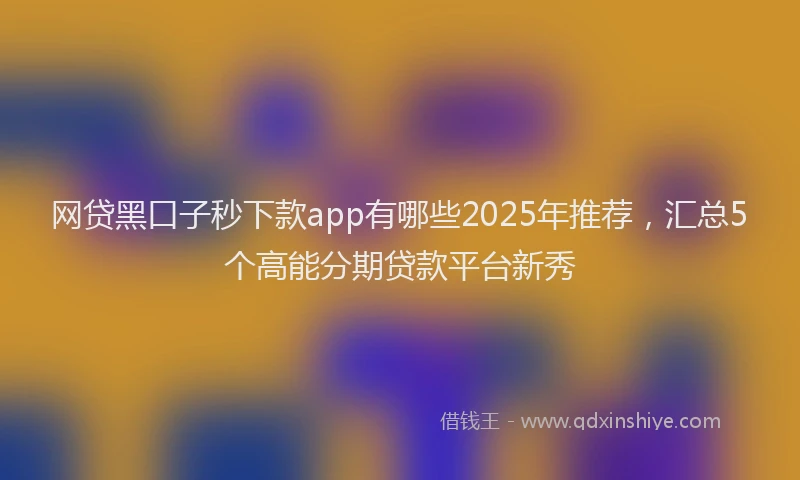 网贷黑口子秒下款app有哪些2025年推荐，汇总5个高能分期贷款平台新秀