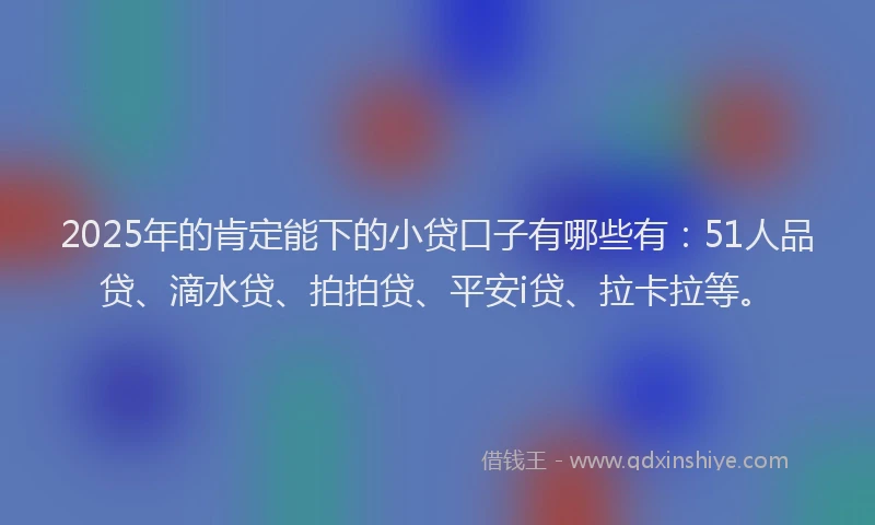 2025年的肯定能下的小贷口子有哪些有：51人品贷、滴水贷、拍拍贷、平安i贷、拉卡拉等。