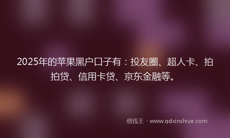 2025年的苹果黑户口子有：投友圈、超人卡、拍拍贷、信用卡贷、京东金融等。